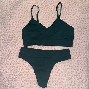 forest green workout sports bra set
